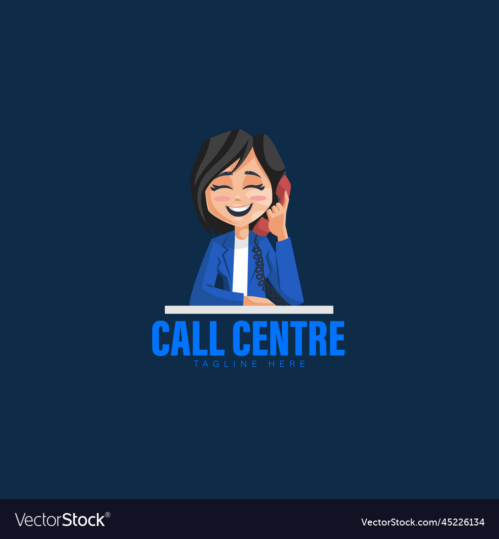 Call centre mascot logo Royalty Free Vector Image