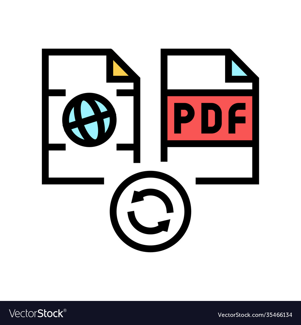 Convert web site page to pdf file color icon