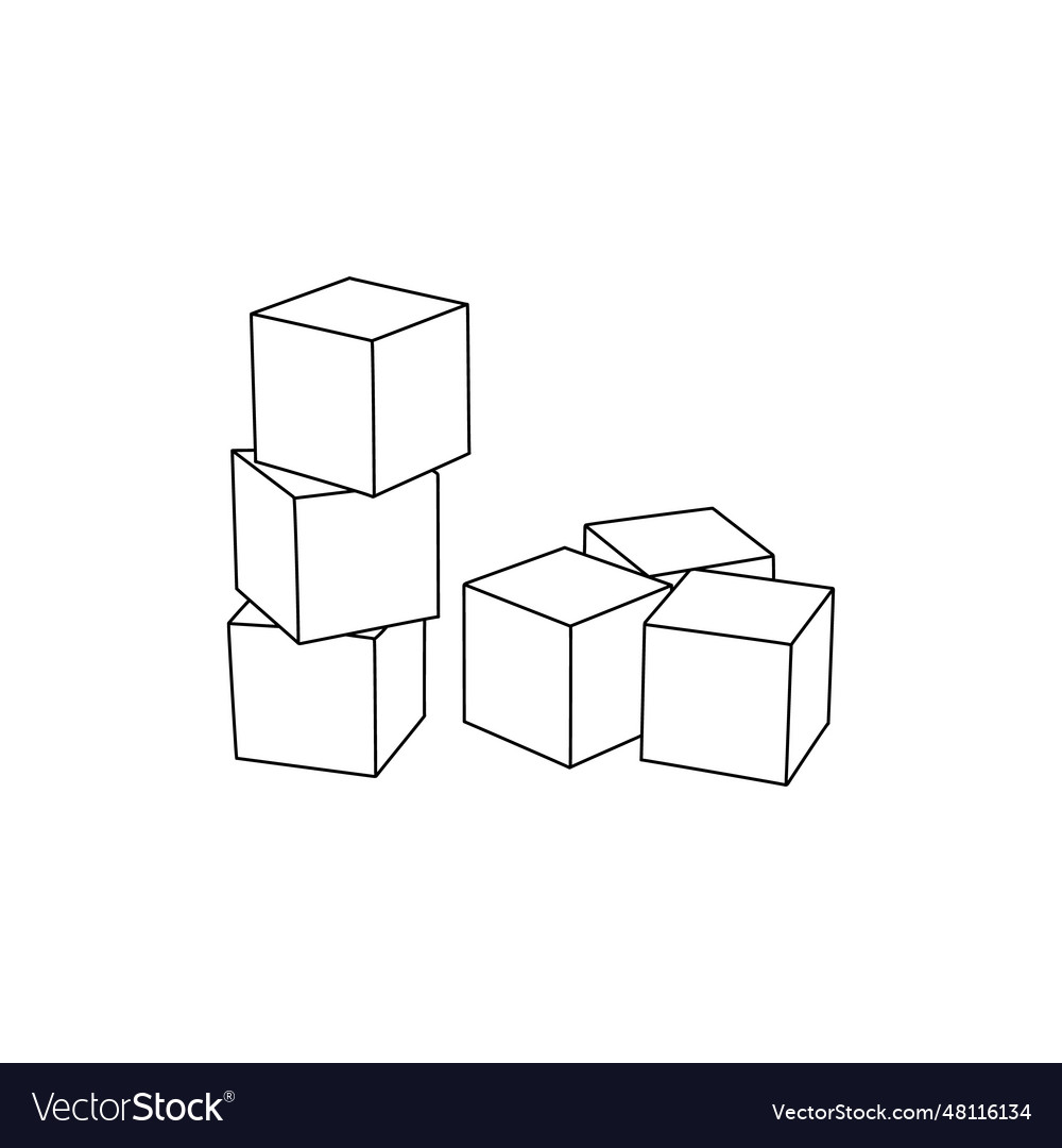 Cube line simple modern outline style icons Vector Image Cube line simple modern outline style icons