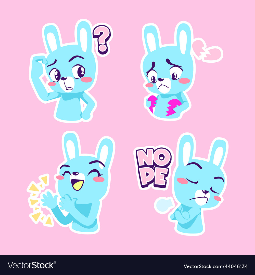 Cute little bunny drawing cartoon rabbit sticker Vector Image
