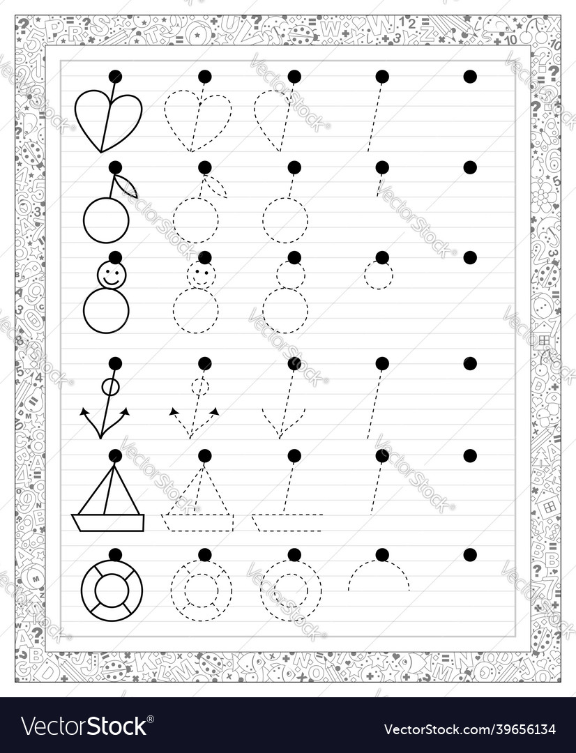 Educational page on square paper for kids black vector image Educational page on square paper for kids black