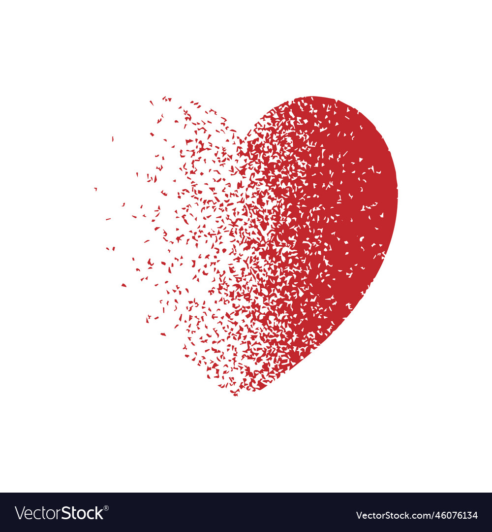 Exploding heart with grain texture Vector Image Exploding heart with grain texture