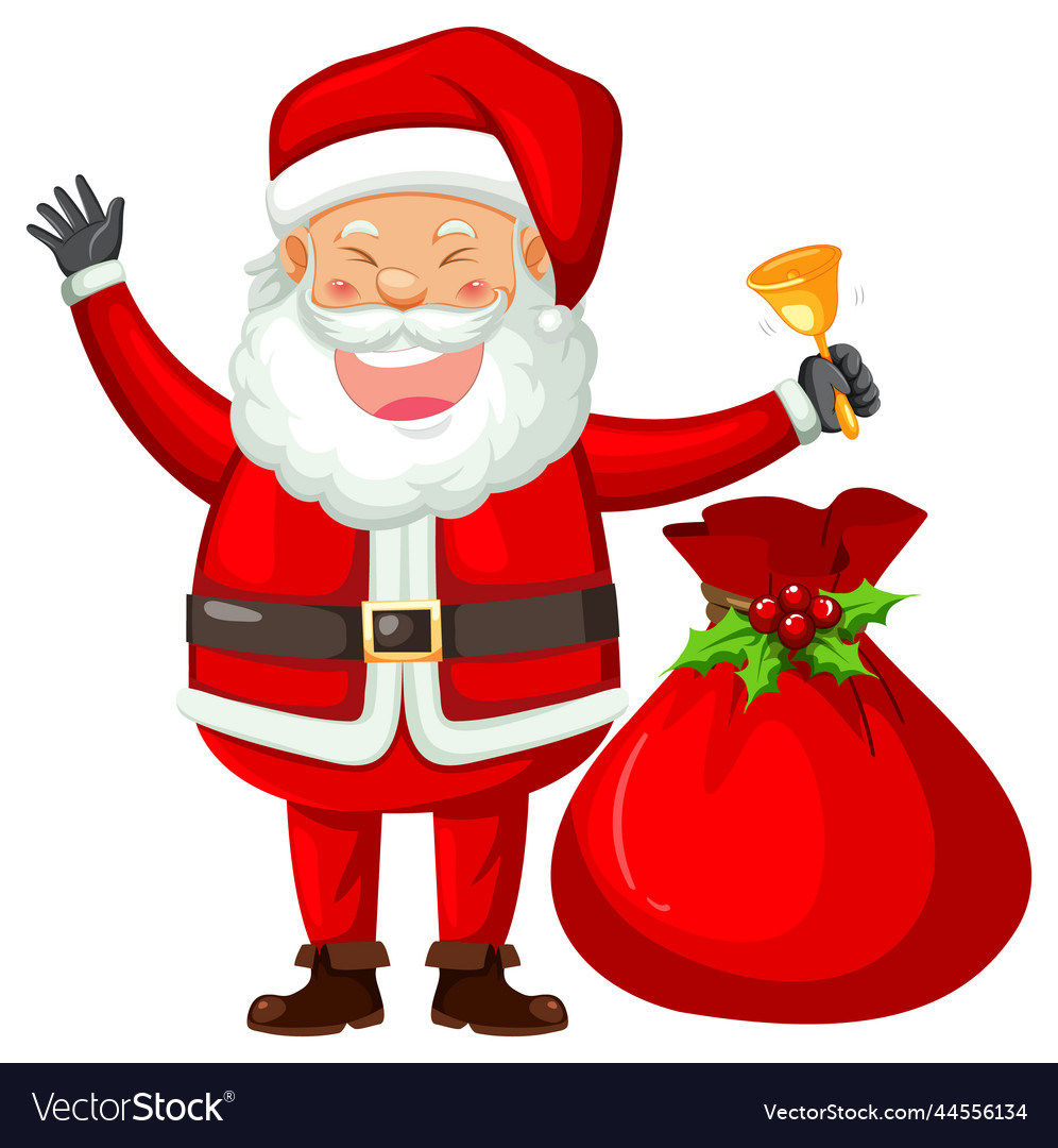 Happy santa claus with gift bag Royalty Free Vector Image