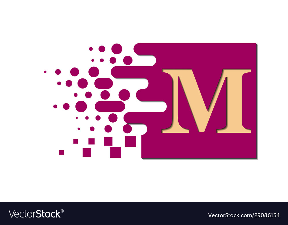 Letter m on color square with destroyed