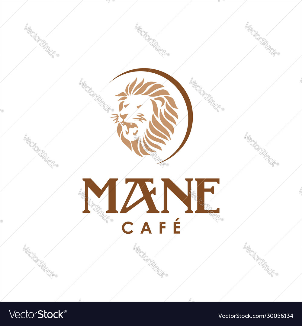 Lion head coffee logo design template