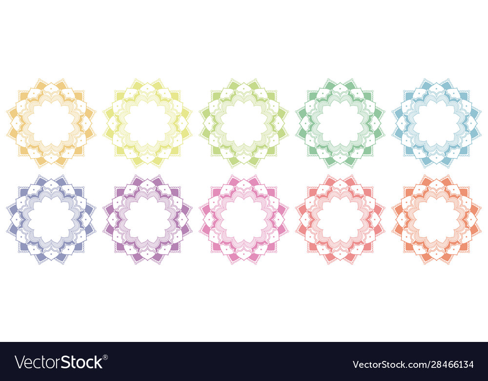 Mandala patterns in different colors Vector Image Mandala patterns in different colors