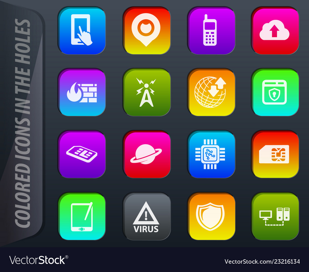 Mobile connection icons set vector image Mobile connection icons set
