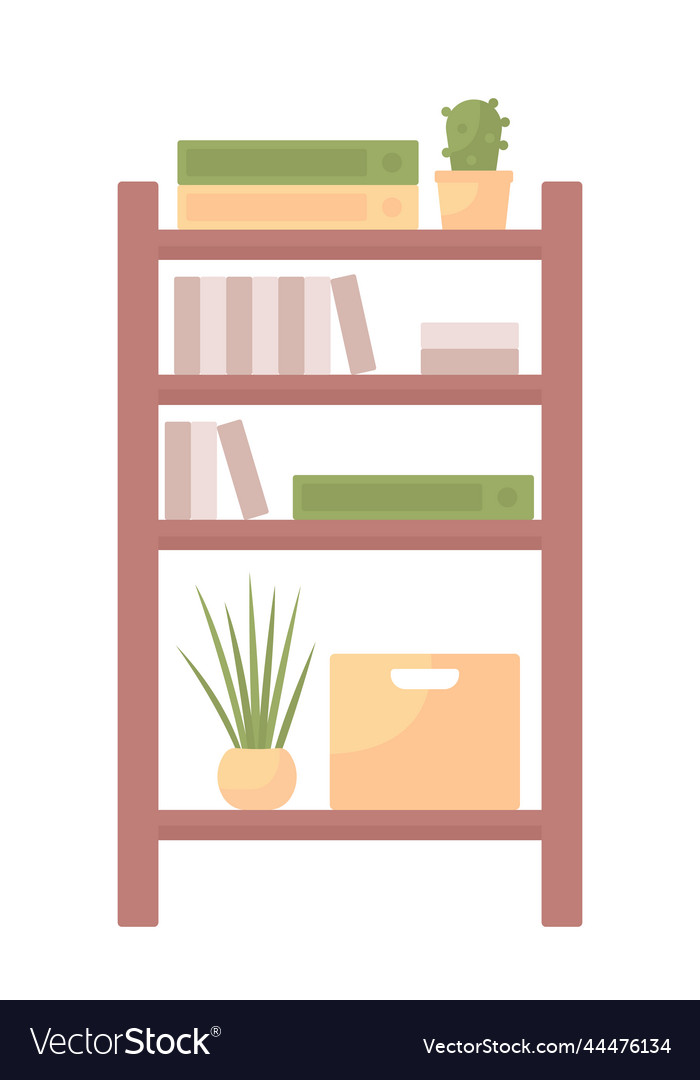 Rack with different items semi flat color object vector image Rack with different items semi flat color object