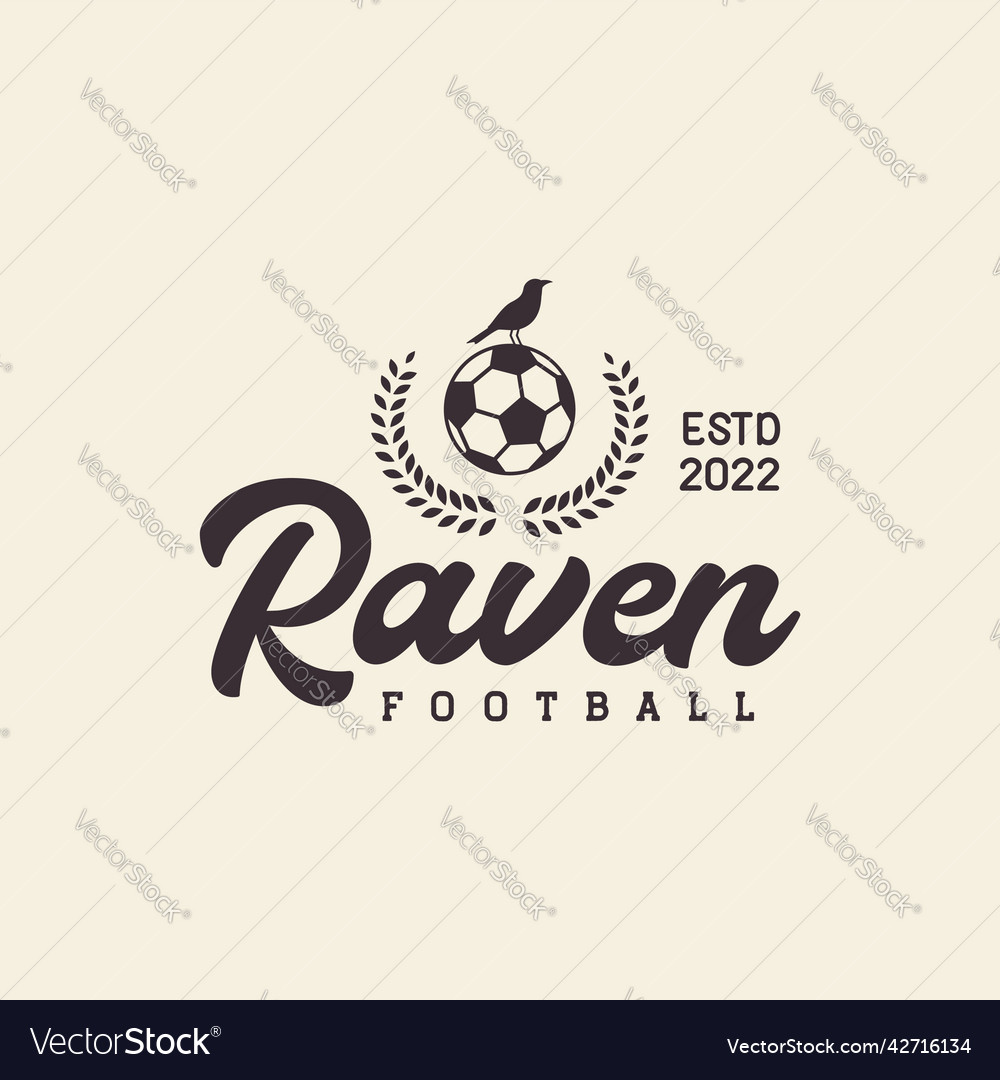 Raven bird with ball badge logo design graphic