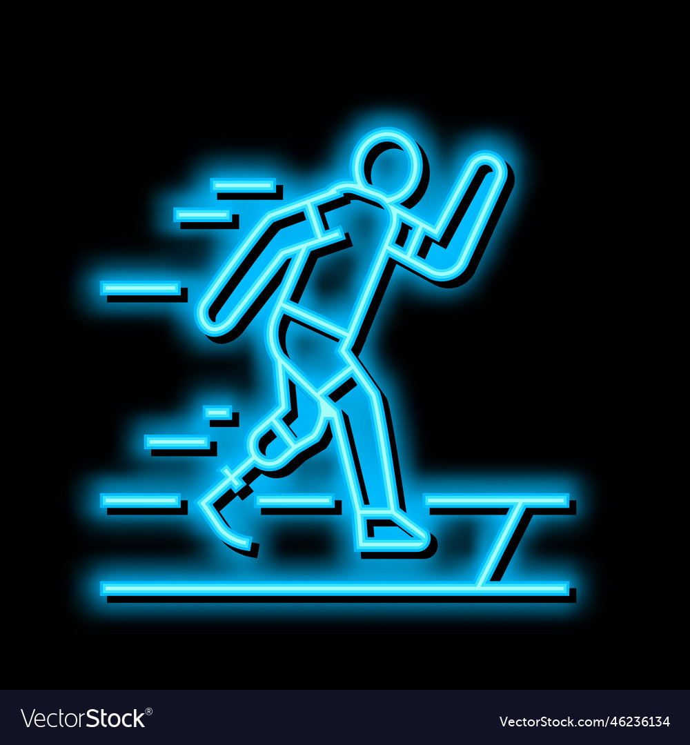 Running runner handicapped athlete neon glow icon Vector Image