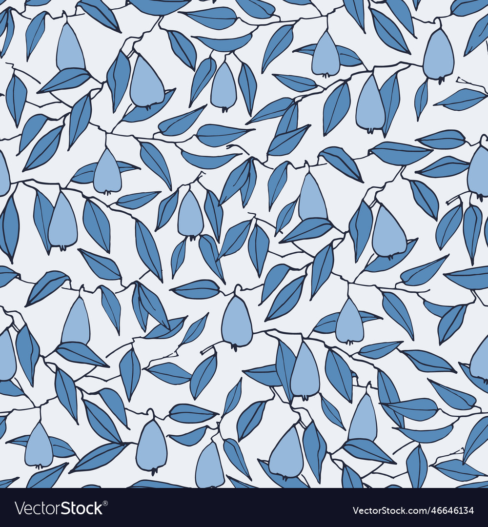 Seamless pattern in toile de jouy style with pears