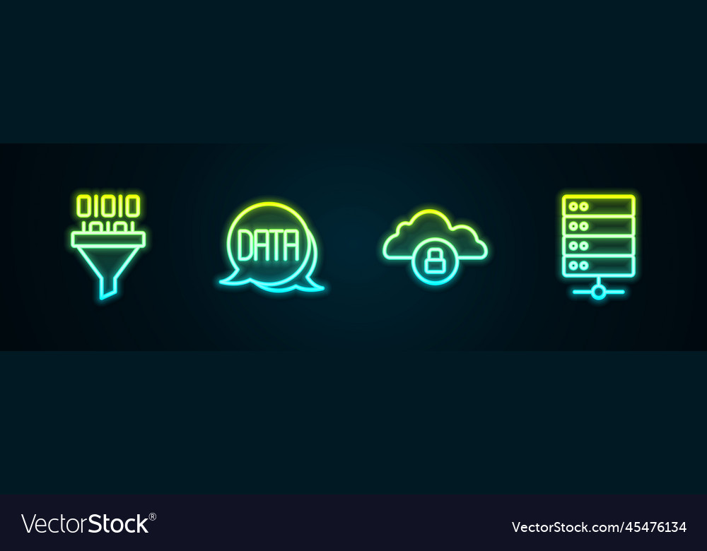 Zeile binäre Code-Datenanalyse Cloud einstellen vector image Zeile binäre Code-Datenanalyse Cloud einstellen