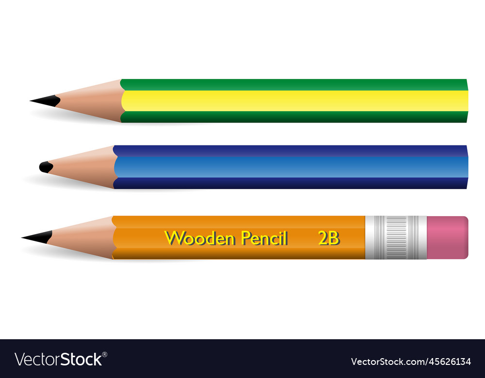 Set of realistic wooden pencils colored isolated