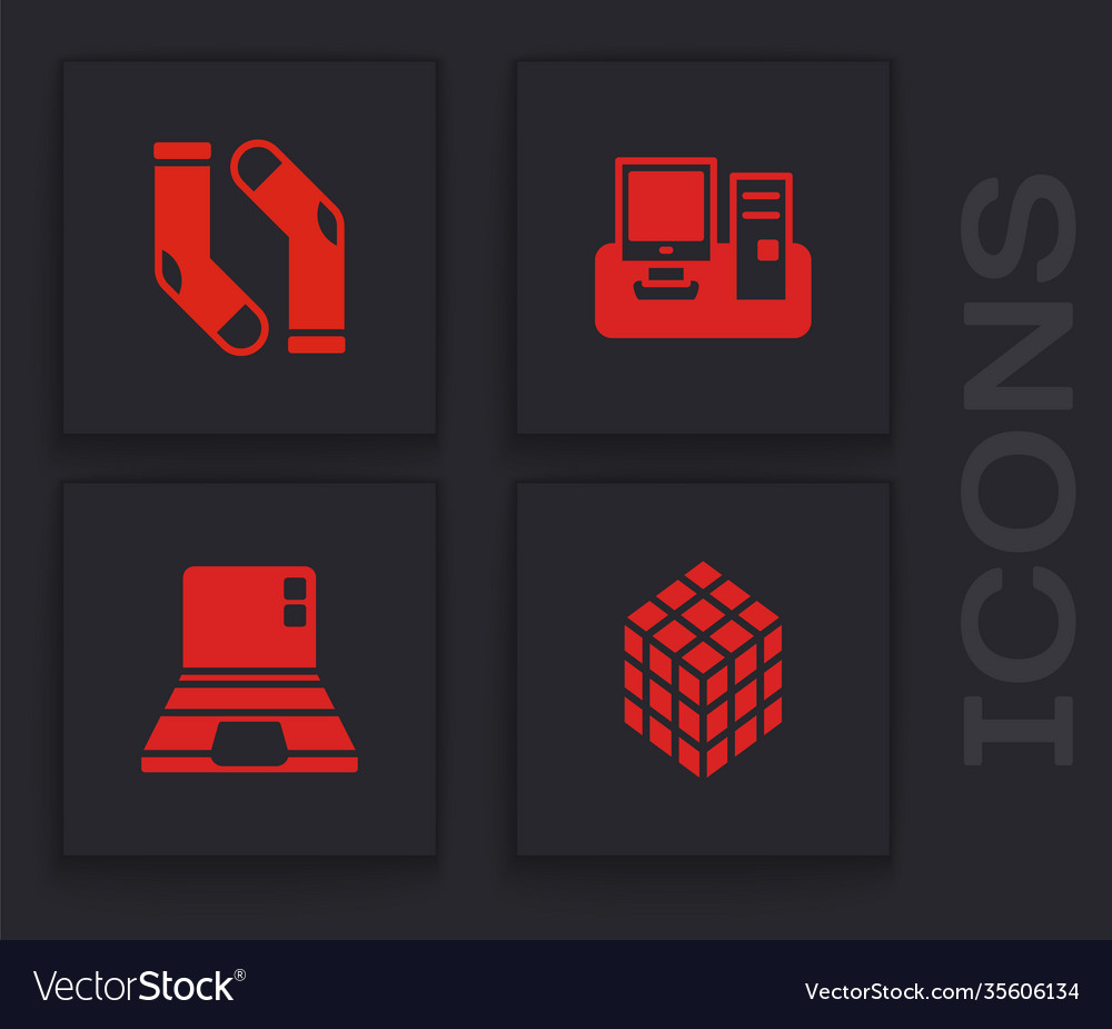 Set rubik cube socks monitor with keyboard