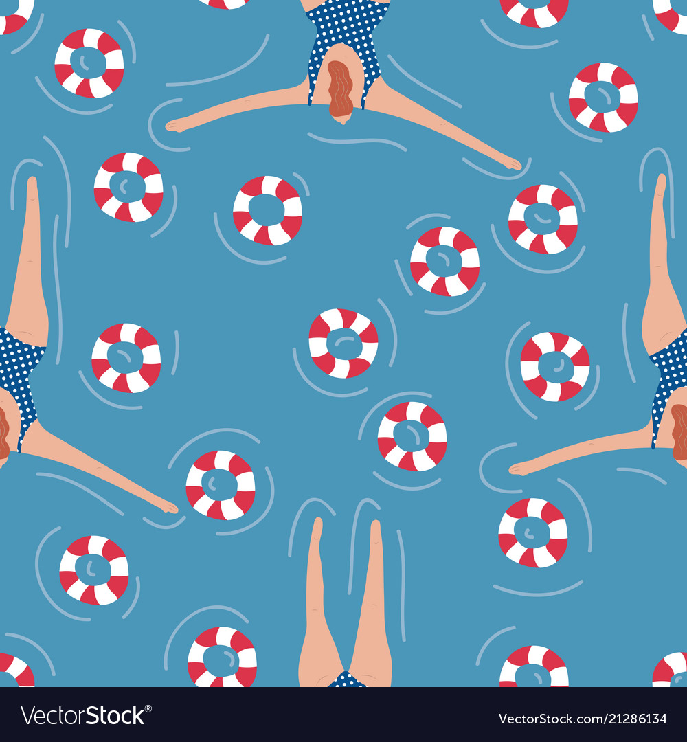 Swimmers in the pool seamless pattern vector image Swimmers in the pool seamless pattern