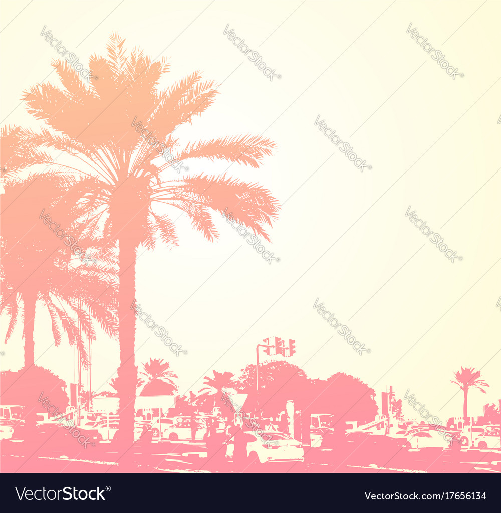 Travel background with palms