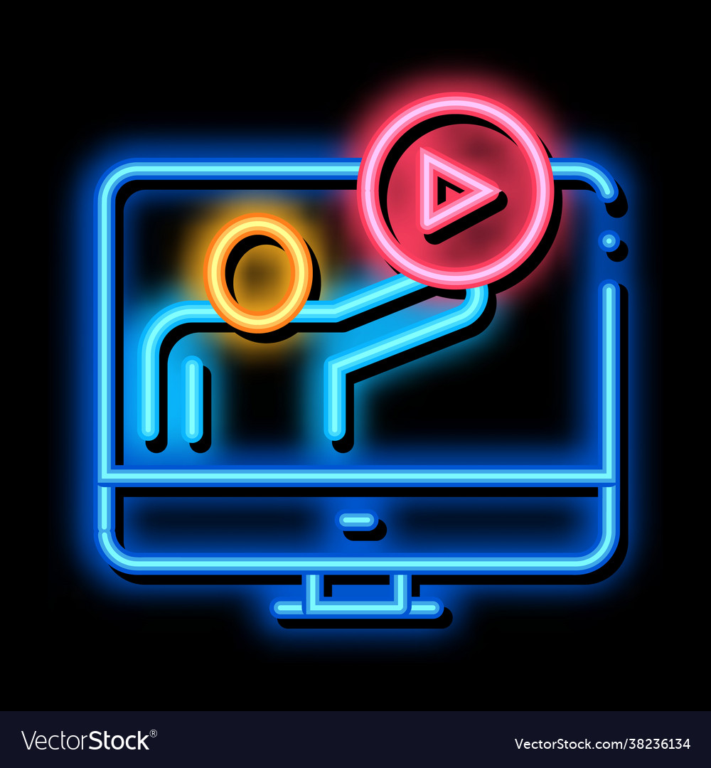 Viewing in computer mode neon glow icon Vector Image Viewing in computer mode neon glow icon
