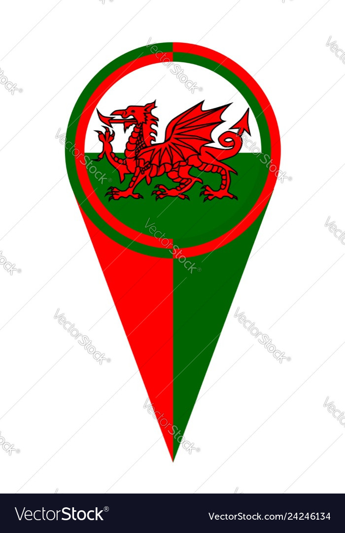 Wales map pointer location flag