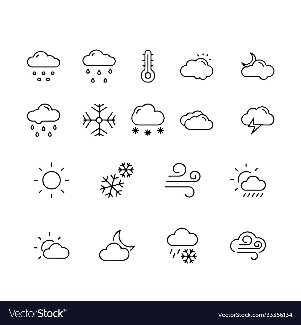 Weather icons with white background vector image Weather icons with white background