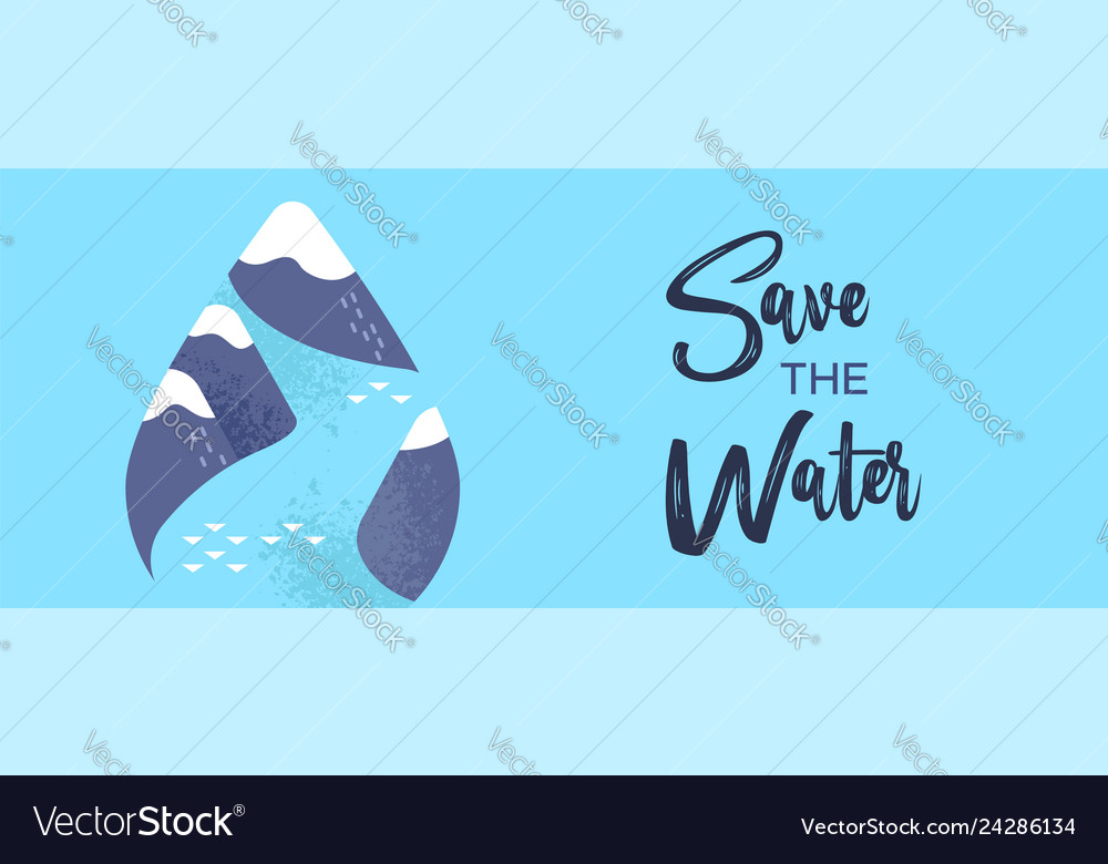World Water Day Mountain River Waterdrop Banner Vector Image