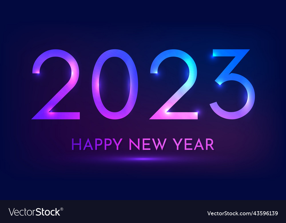 2023 happy new year neon background Royalty Free Vector