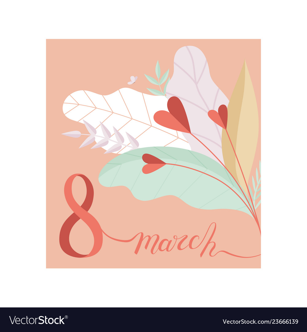 8 march womens day greeting card with floral