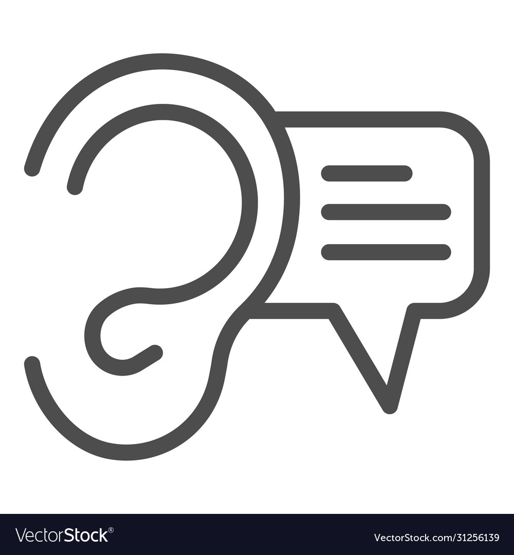 Ear and dialogue line icon listening