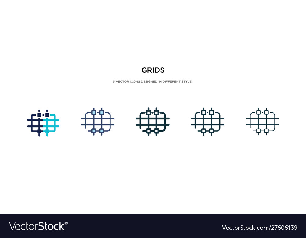 Grids icon in different style two colored vector image Grids icon in different style two colored