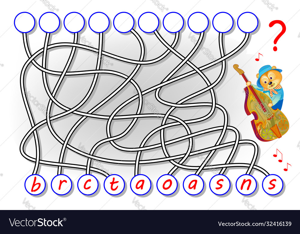 Logic puzzle game for study english find vector image Logic puzzle game for study english find