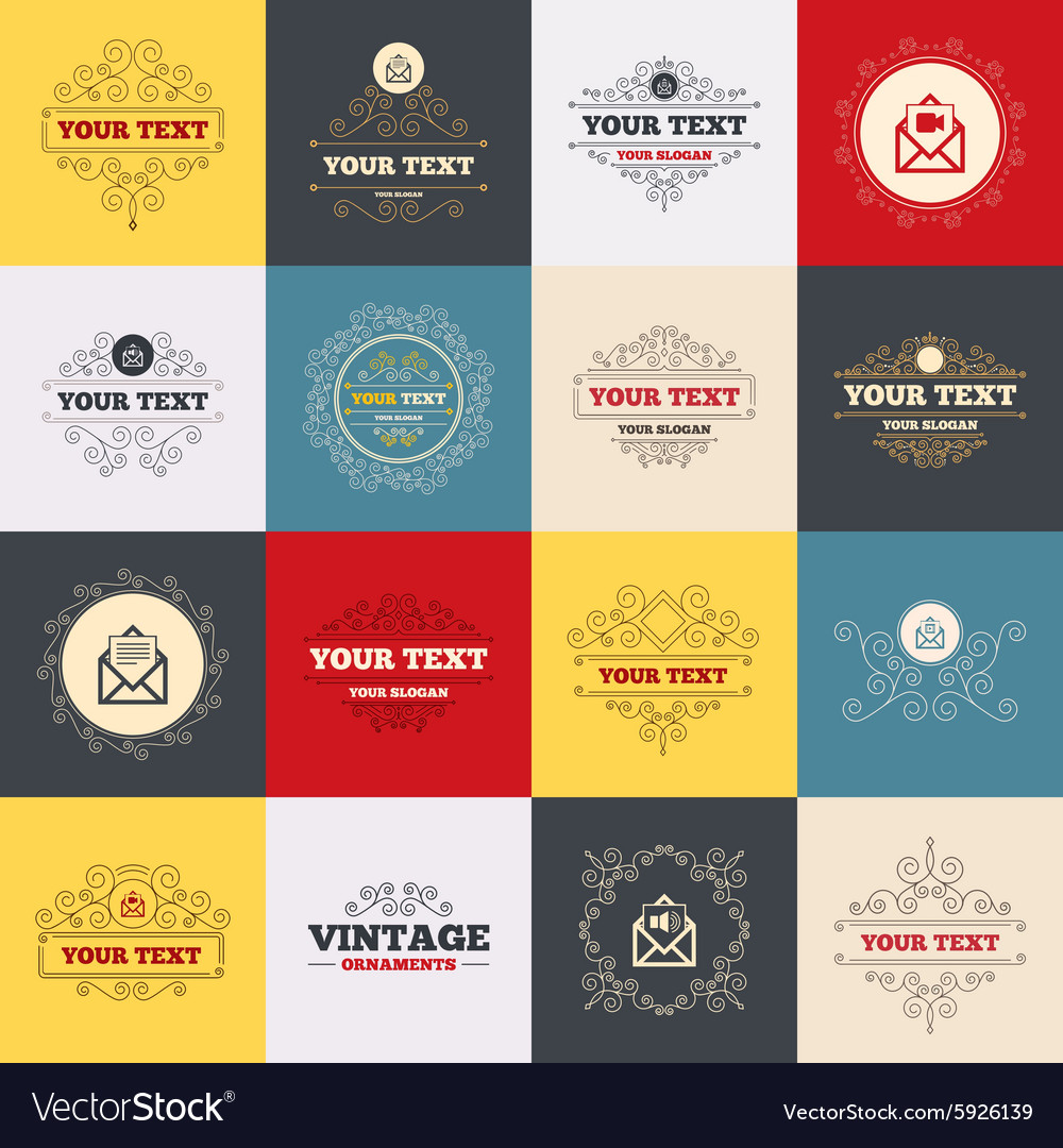 Mail envelope icons message document symbols