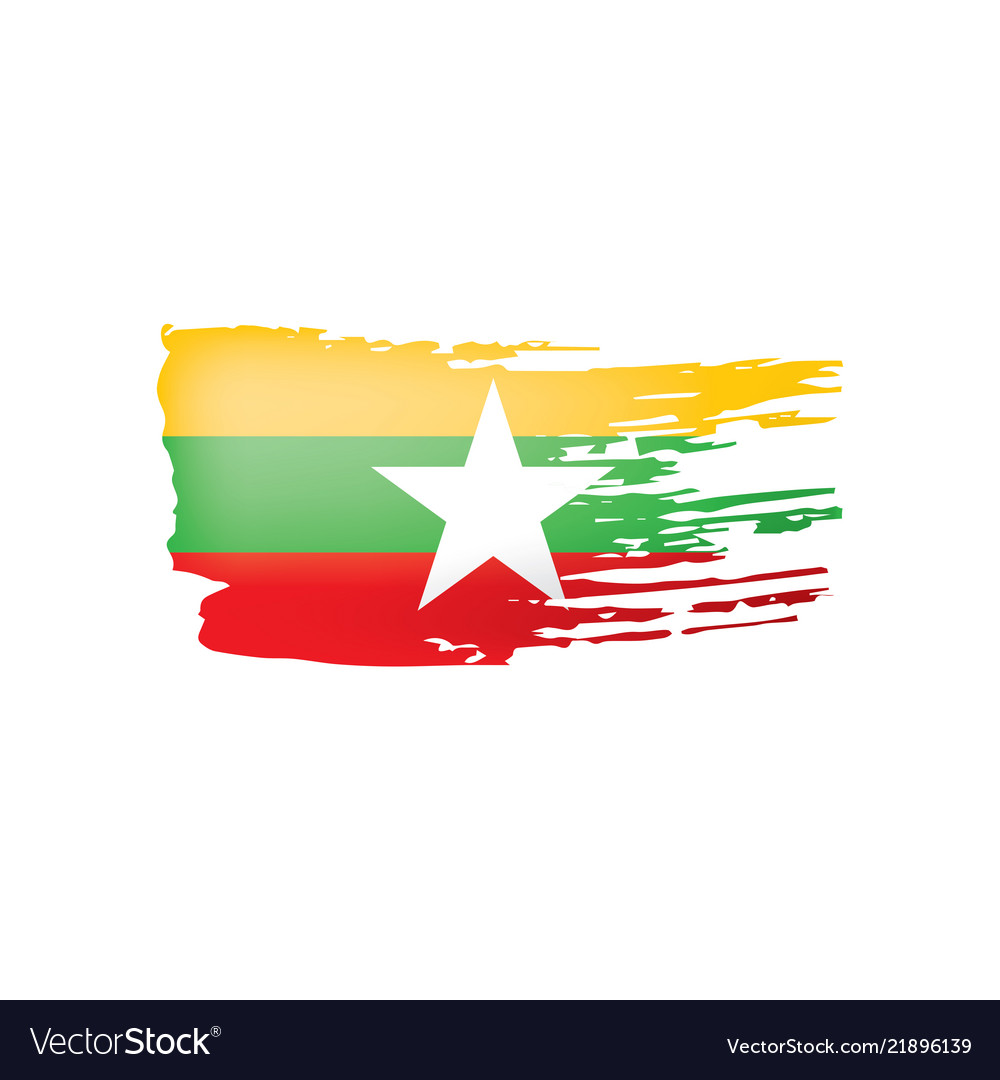 Myanmar flag on a white