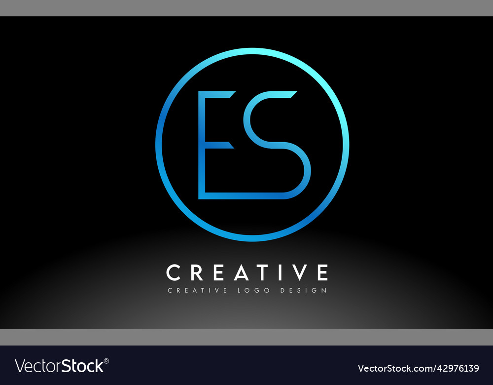 Neon blau es Buchstaben Logo Design schlank kreativ