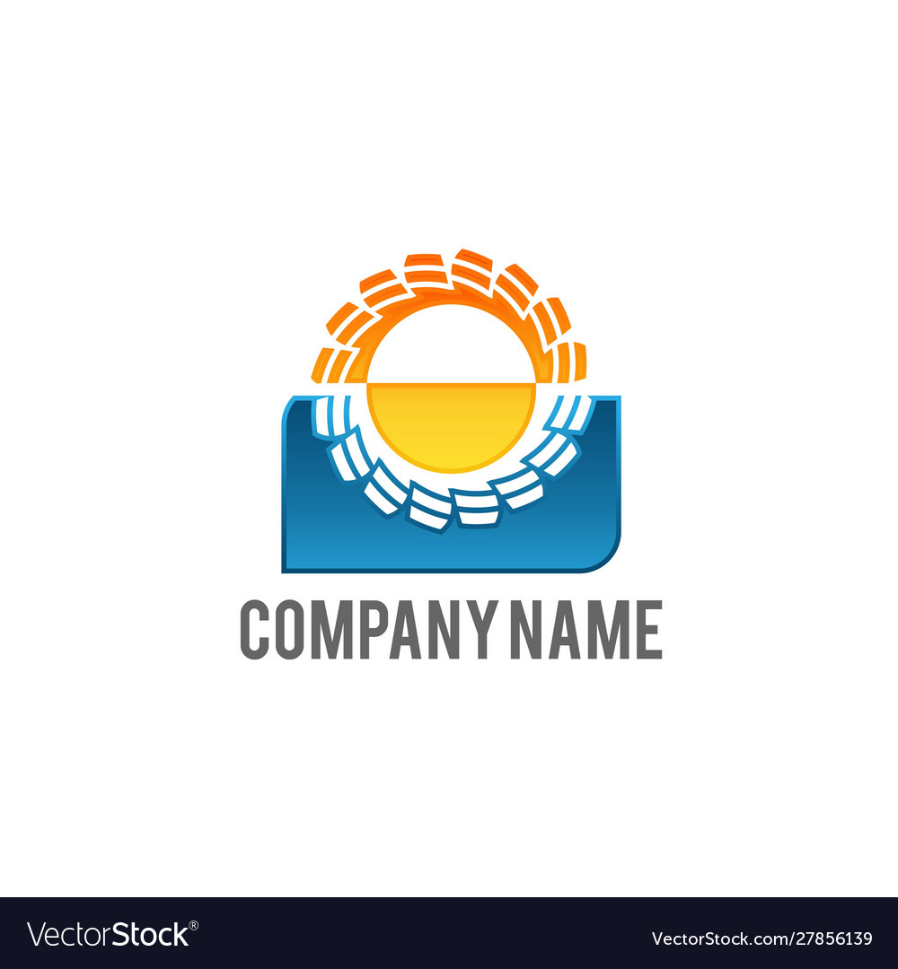 Solar home logo template panel and sun