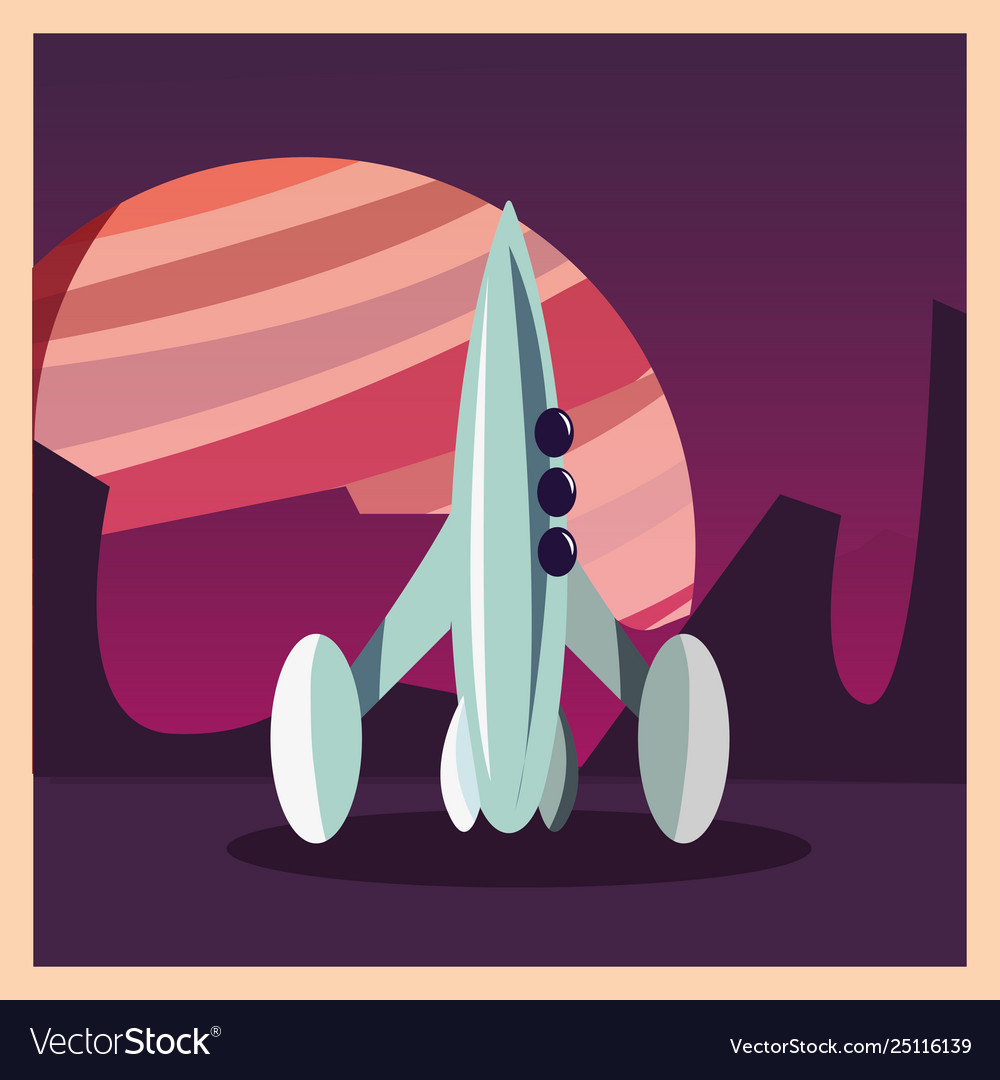 Spaceship on planet surface