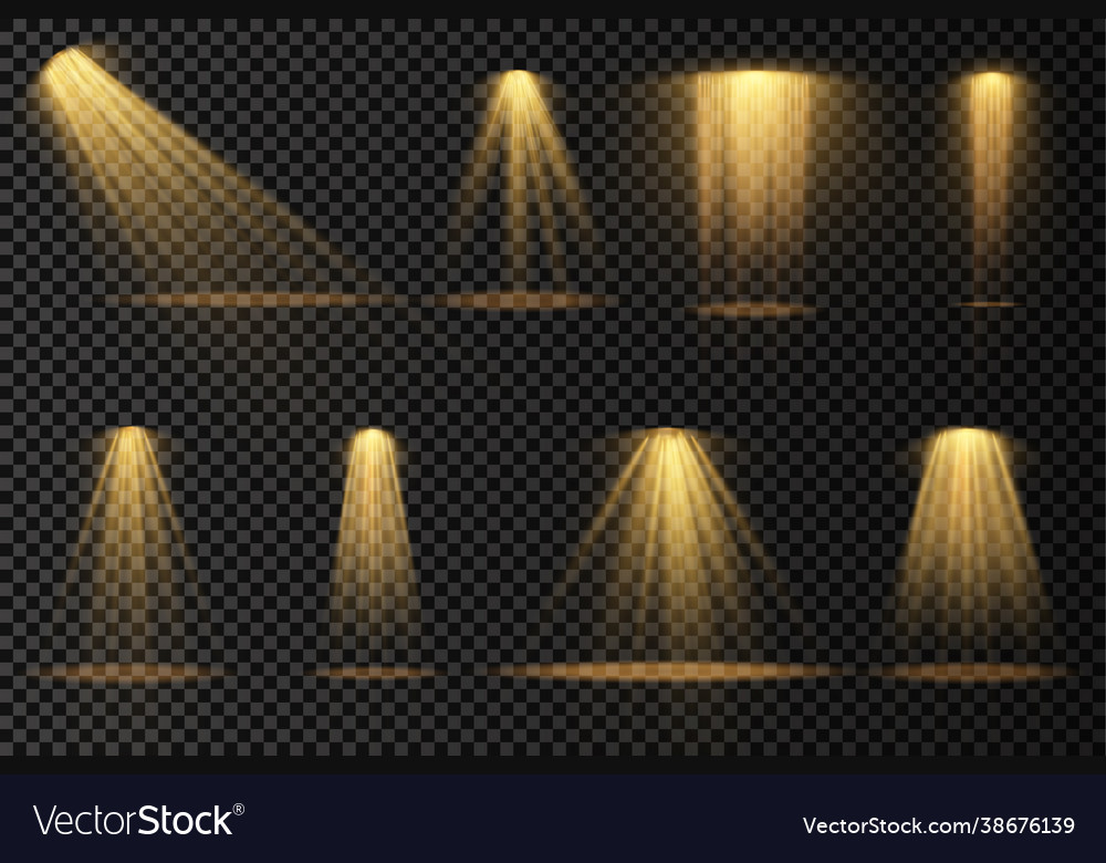 Spotlight projector light effect with yellow rays Vector Image