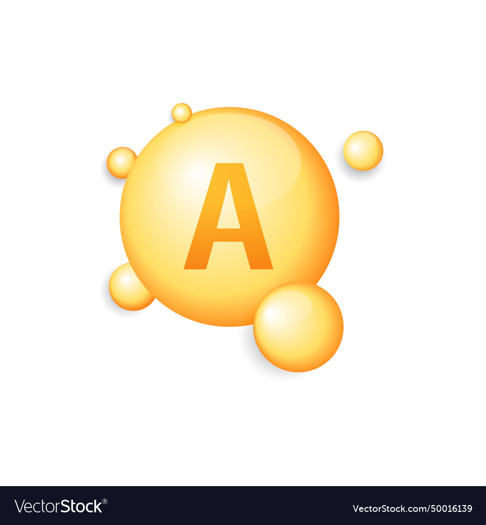 Vitamin a gold shining icon ascorbic acid Vector Image