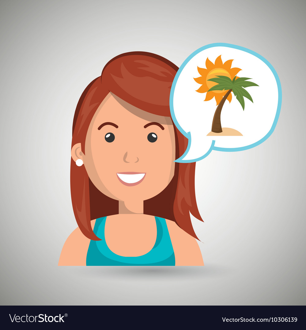 Woman tourist travel beach vacation Royalty Free Vector