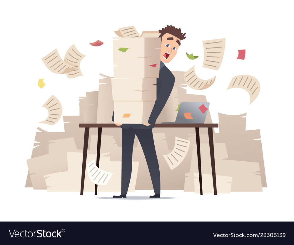 Workload Businessman Overwork Office Manager Vector Image