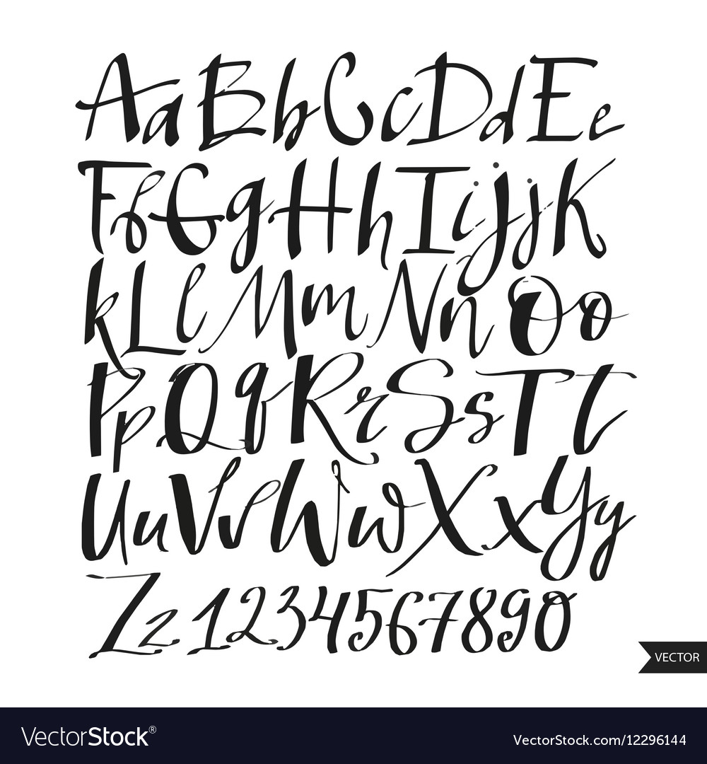 Alphabet lettersblack handwritten font drawn Vector Image