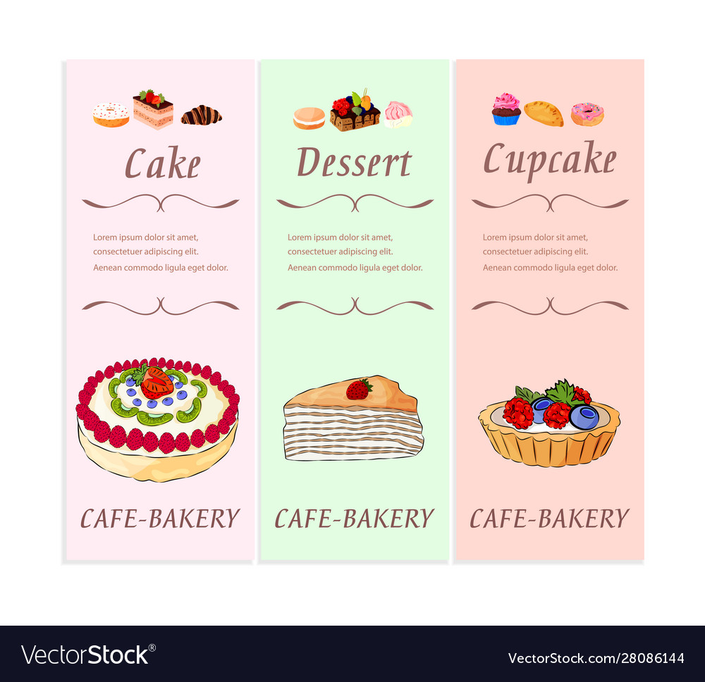 Bakery and pastry shop desserts banner set Vector Image