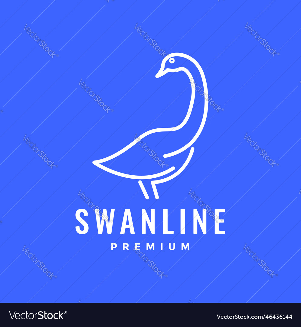 Bird wildlife swan long neck beak line modern Vector Image