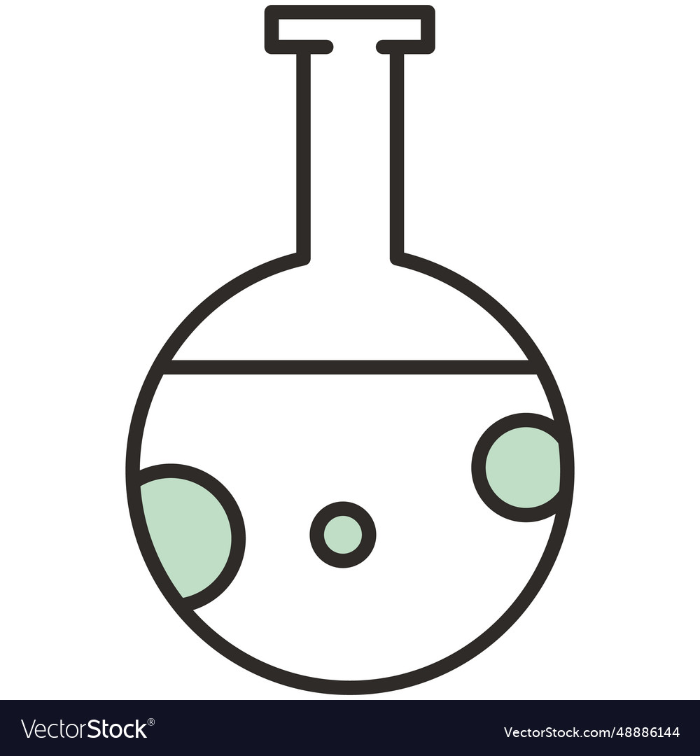 Flask icon with liquid and bubble flat