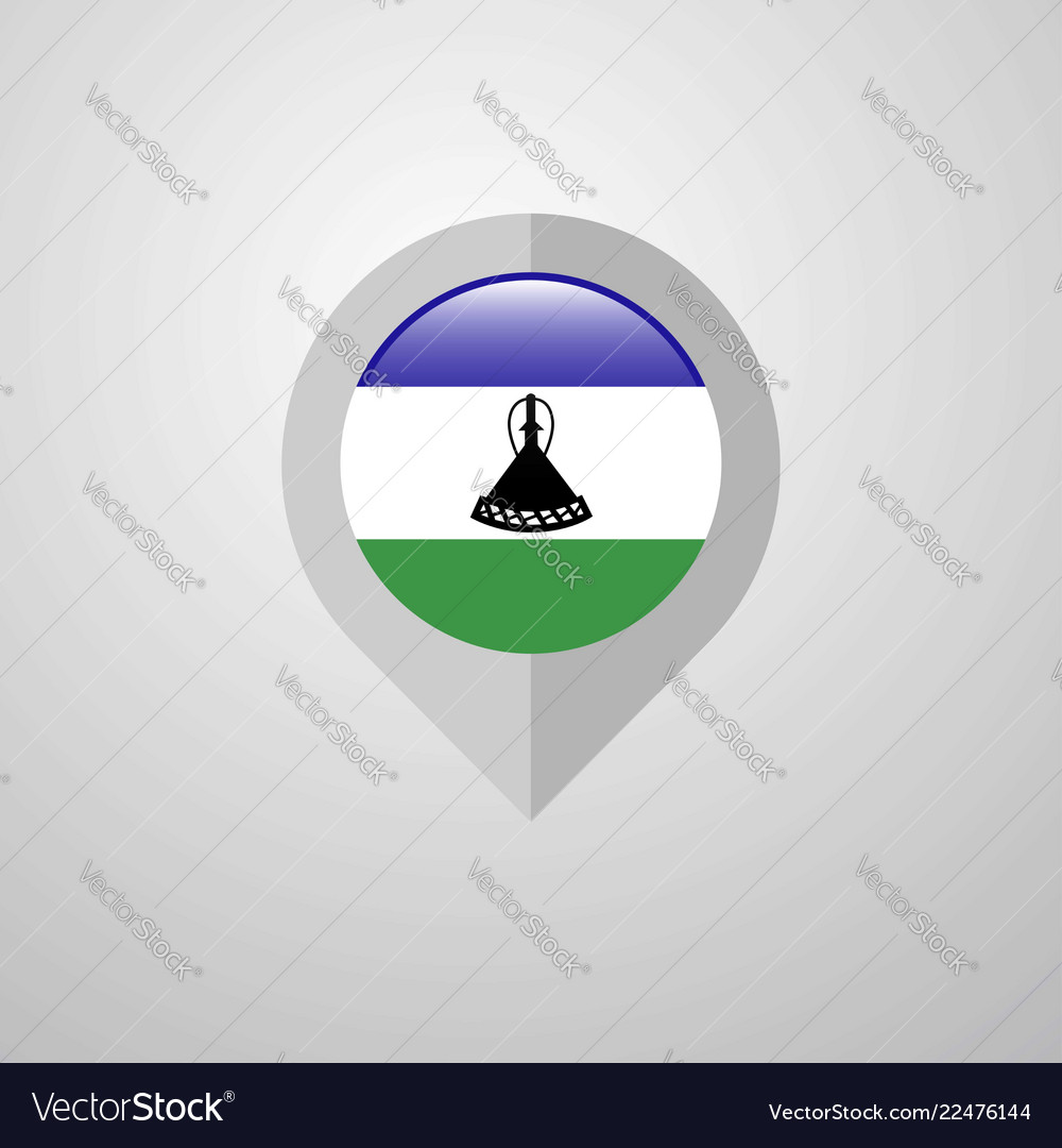 Map navigation pointer with lesotho flag design
