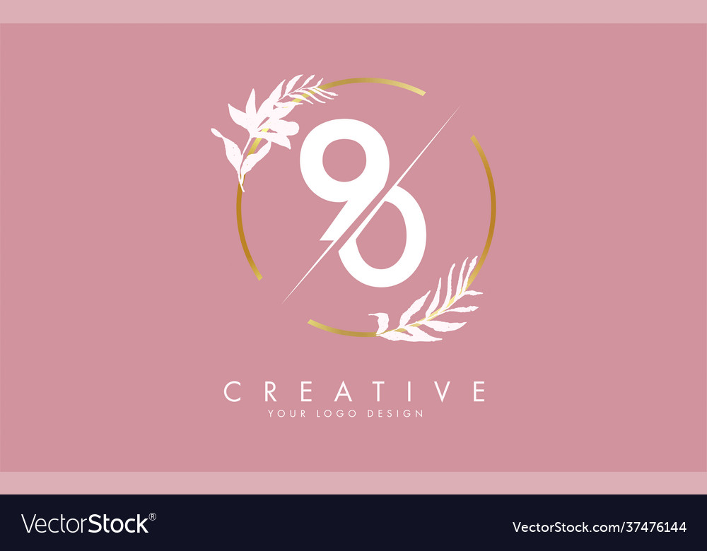 Number 90 9 0 logo design with golden circle Vector Image