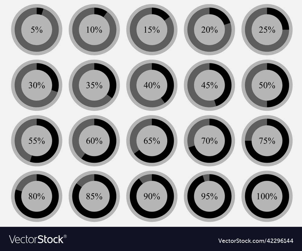 Progress report percentage loader icon set 5-100
