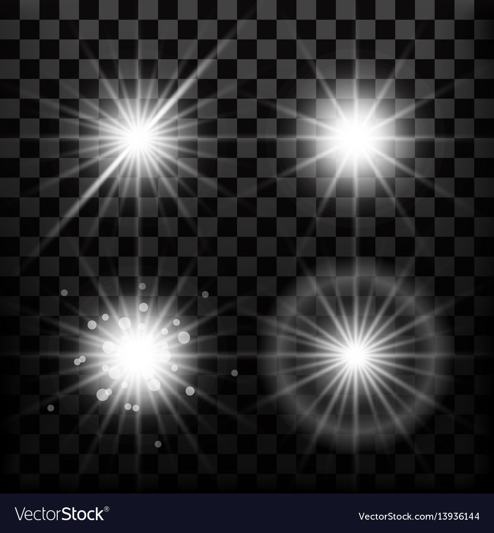 Realistic star lights and glow light beam Vector Image