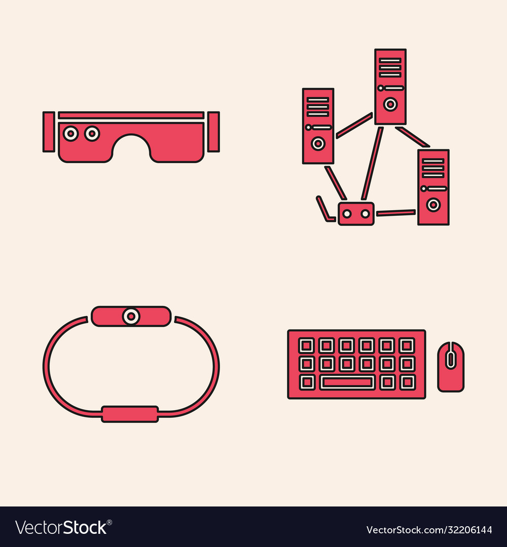 Set keyboard and mouse smart glasses computer Vector Image Set keyboard and mouse smart glasses computer