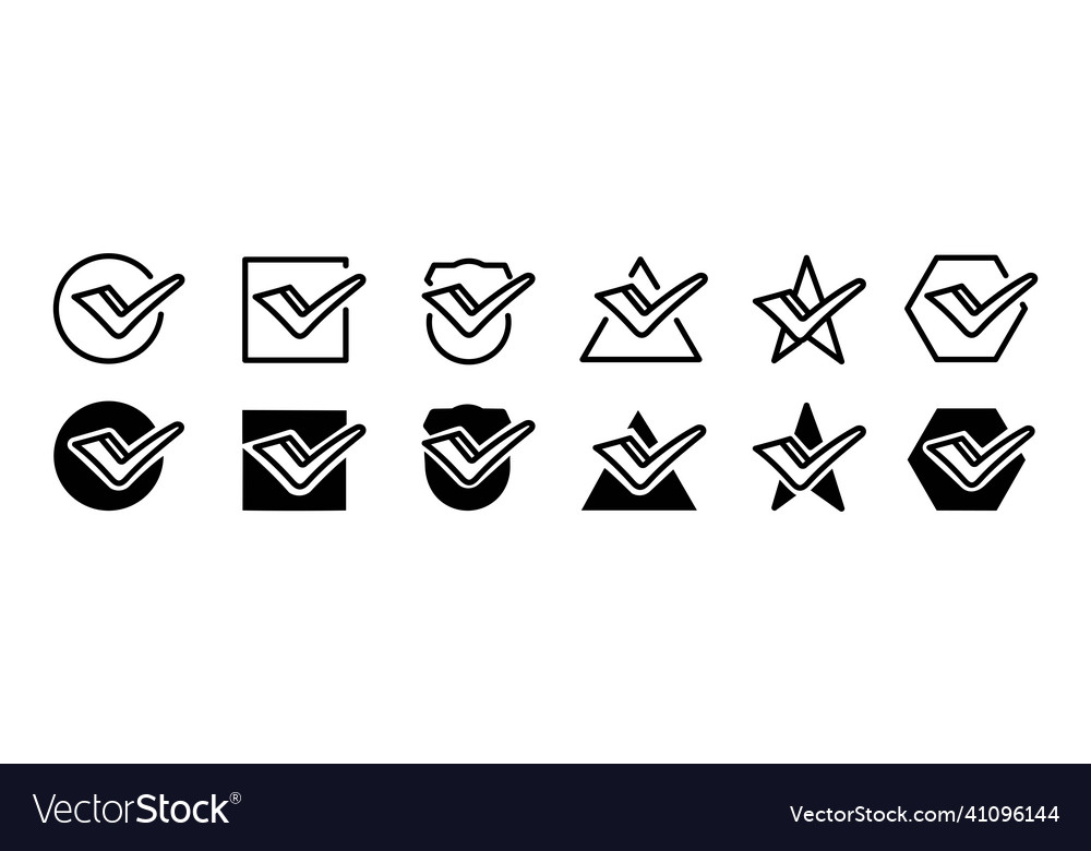 Set of marks tick icons