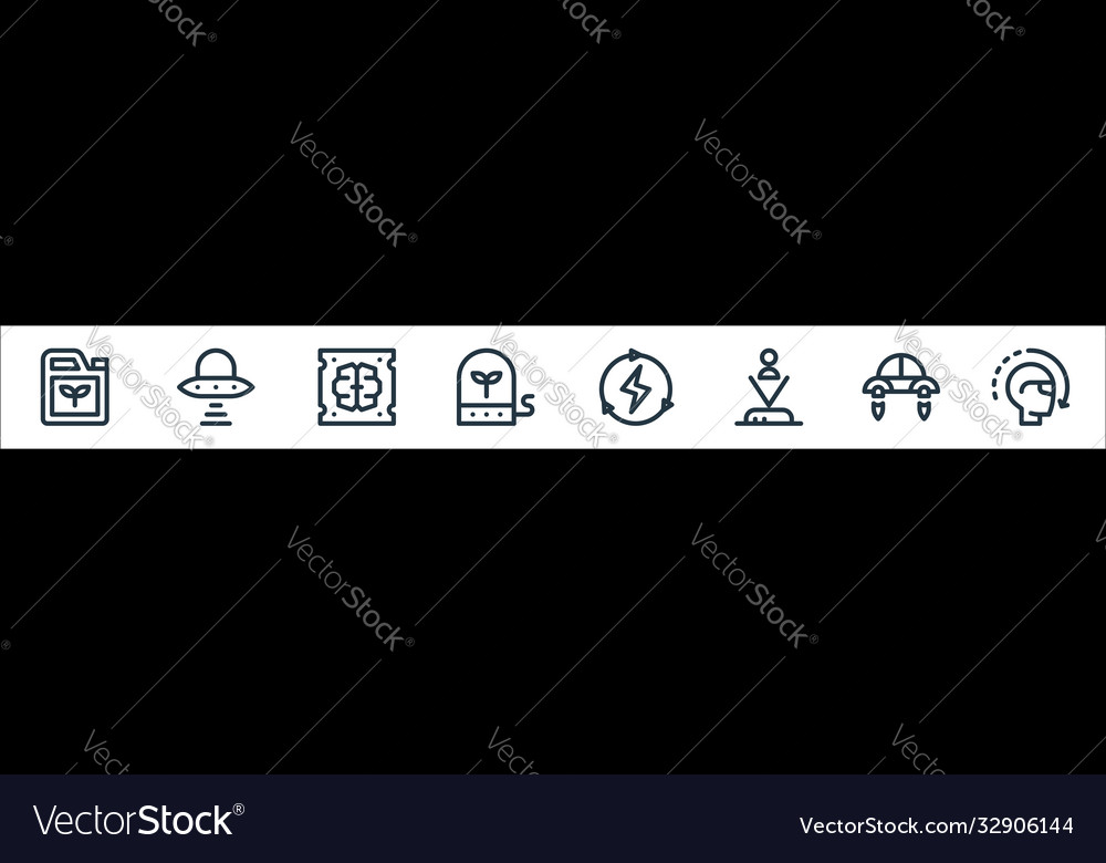 Technology future line icons linear set vector image Technology future line icons linear set