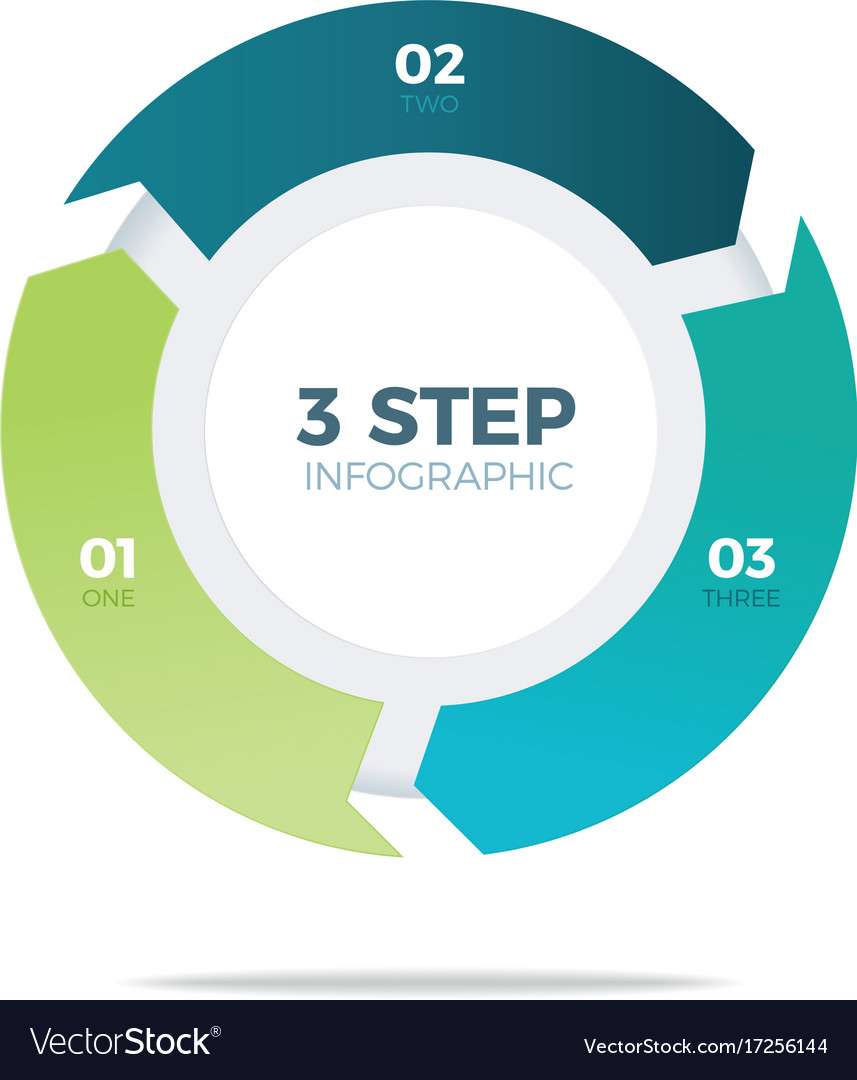 Three step circle infographic Royalty Free Vector Image